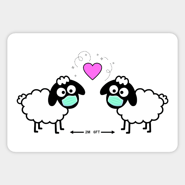 LOVE WINS - Com’on Sheeple follow me - just not too close - cute & funny sheep Mask pink heart art Sticker by originalsusie